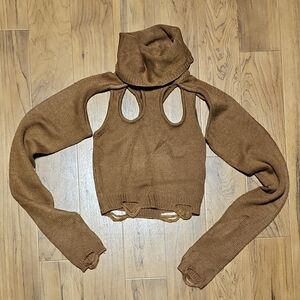 Darker Wavs Cutout Turtleneck Sweater